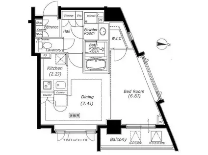 セントラルレジデンス九段下シティタワー(1LDK/8階)の間取り写真