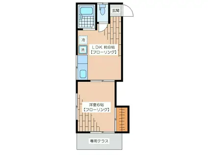 フォレスト甲陽(1LDK/1階)の間取り写真