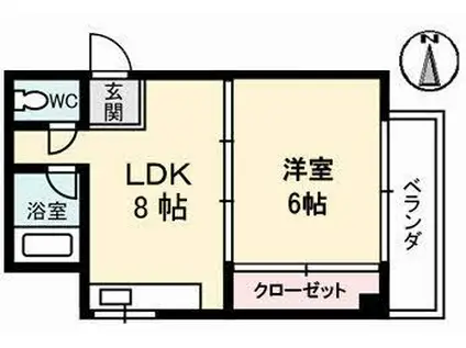 土肥ビル(1LDK/4階)の間取り写真