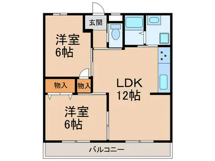 ウイング花山(2LDK/4階)の間取り写真