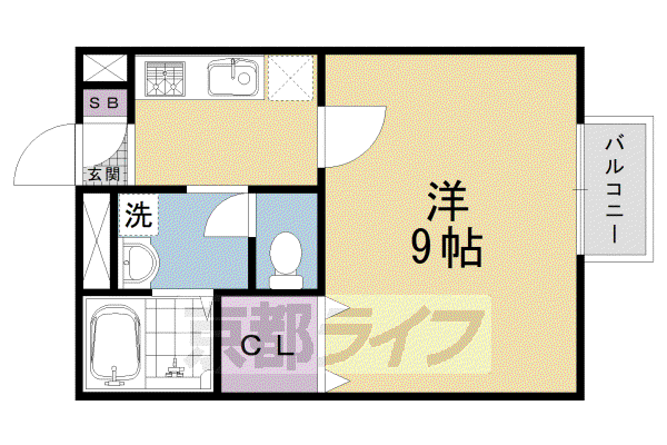 アムール一乗寺I・II(1K/2階)の間取り写真
