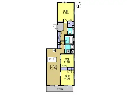 グランヴィラ川崎(3LDK/1階)の間取り写真