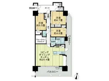 ヴェルディ古市駅前(3LDK/6階)の間取り写真