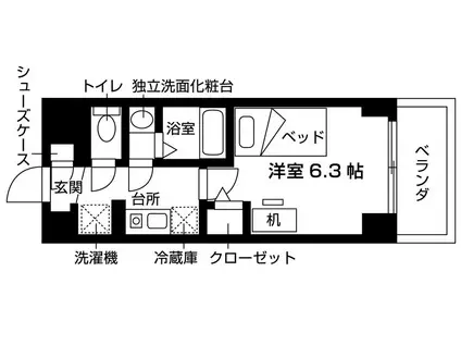 エスリードカレッジゲート南草津(1K/6階)の間取り写真