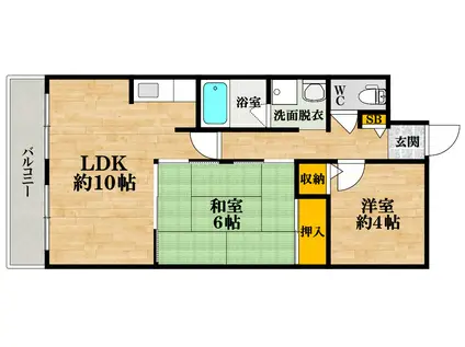 ロイヤル住吉公園(2LDK/2階)の間取り写真