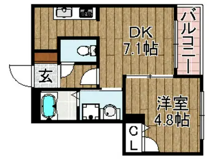 クオーレTAKATSUKI(1DK/1階)の間取り写真