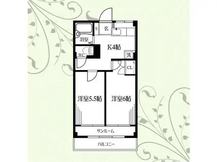 クラウディII(2K/3階)の間取り写真