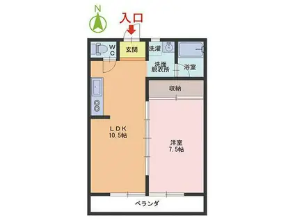 ラ・ヴィータ(1LDK/3階)の間取り写真