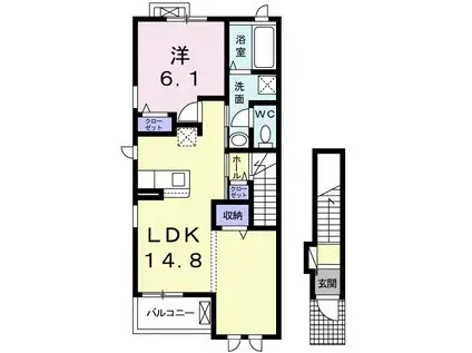 シオン I(1LDK/2階)の間取り写真