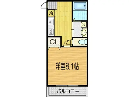 MESA VERDE 桂 B棟(1K/1階)の間取り写真