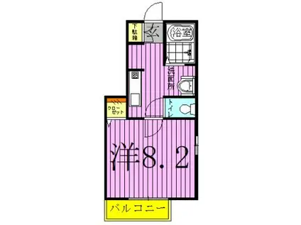 クレセント(1K/1階)の間取り写真