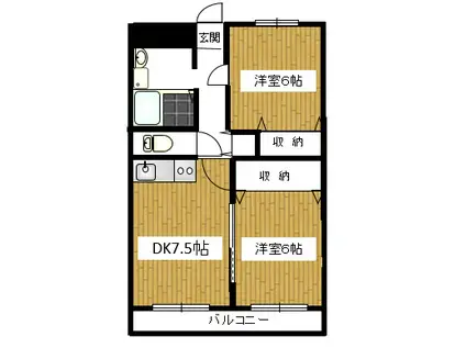 アヴァンテージ高野I(2DK/2階)の間取り写真
