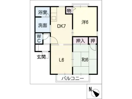 バハイ梅坪(2LDK/1階)の間取り写真