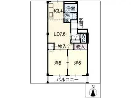 レジデンス住崎(2LDK/1階)の間取り写真