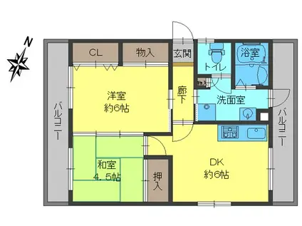 梶原ビル(2DK/2階)の間取り写真