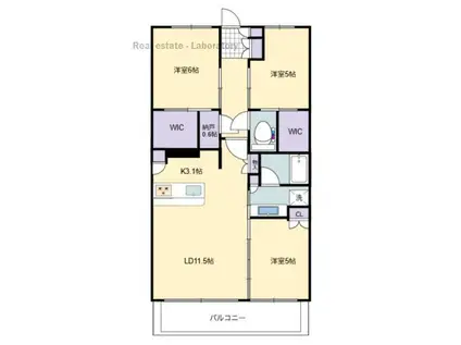 シティテラス宮崎(3LDK/4階)の間取り写真