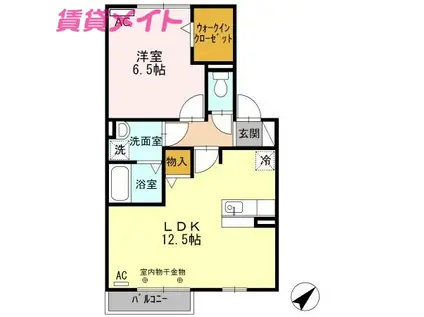 ベイサイドフクサキ(1LDK/2階)の間取り写真