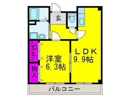 アルモニ-綾園(1LDK/2階)の間取り写真
