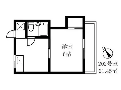 ヘリオス378方南町パートII(1DK/2階)の間取り写真