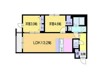 ヴェルデオーロ住吉(2LDK/3階)の間取り写真