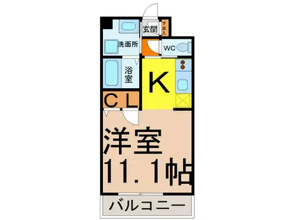 セレッソ仲田(1K/3階)の間取り写真