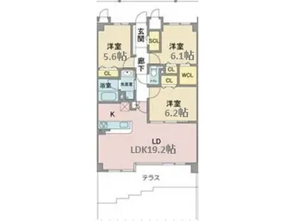 JOUIR ISSHA(3LDK/1階)の間取り写真