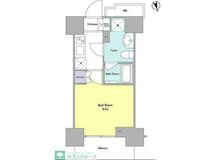 ラベイユ麻布十番(1K/4階)の間取り写真