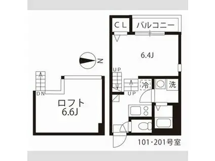 ハーモニーテラス向島町(1K/1階)の間取り写真