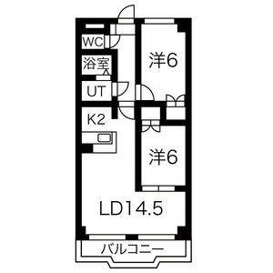 パラディーソ白壁(2LDK/4階)の間取り写真