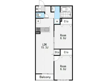 ソレイユ(2LDK/1階)の間取り写真