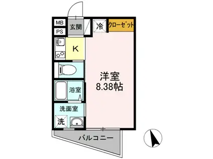 エリーワールド(1K/3階)の間取り写真