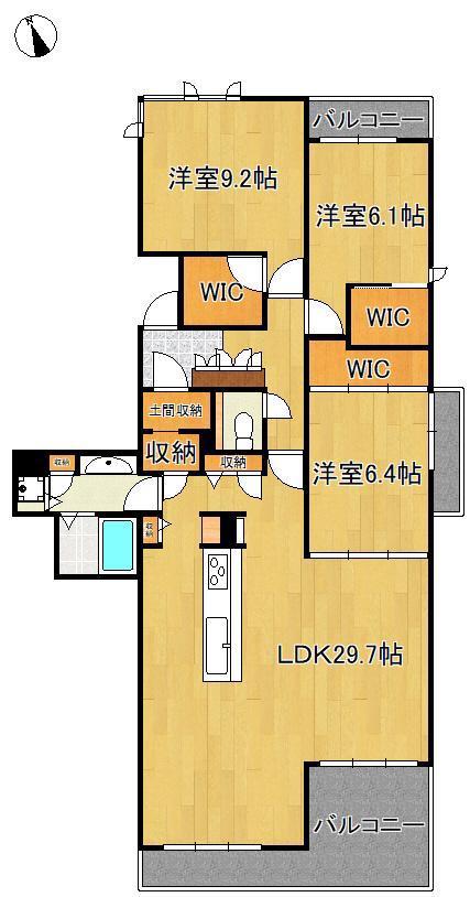 MASTメゾン小倉宇佐町(3LDK/2階)の間取り写真