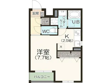 グリーンベルII(ワンルーム/3階)の間取り写真