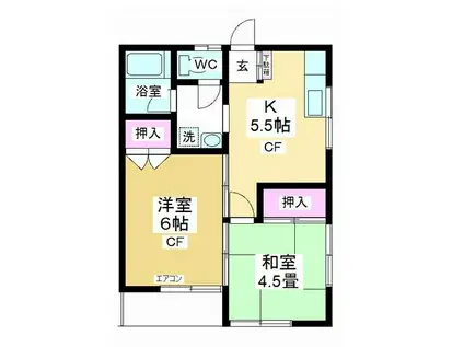 ソアラコーポ(2K/1階)の間取り写真