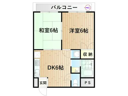 プレインソフィア(2DK/2階)の間取り写真