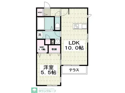 シャローヒルズ小町(1LDK/1階)の間取り写真