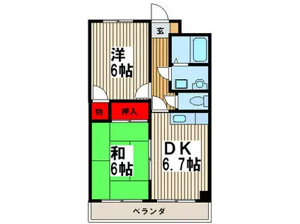 フラワーガーデンハウス(2DK/2階)の間取り写真