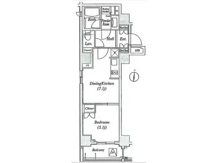 クリオコンフォート府中(1DK/1階)の間取り写真