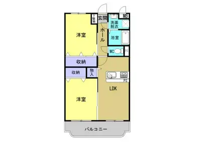 ＪＲ山陽本線 西阿知駅 徒歩17分 3階建 築8年(2LDK/3階)の間取り写真