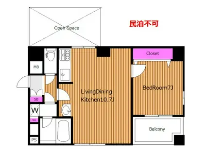 定期 デザイナーズ 2面採光 TWIZA笹塚 V(1LDK/2階)の間取り写真
