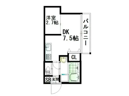 ウィルメゾン箱崎 II(1DK/2階)の間取り写真