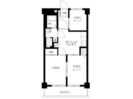 リシェル氷川台(3DK/1階)の間取り写真