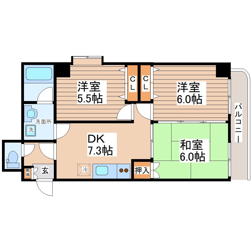 グレースJUN(3DK/5階)の間取り写真