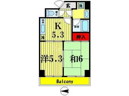 エコーピア(2K/5階)の間取り写真