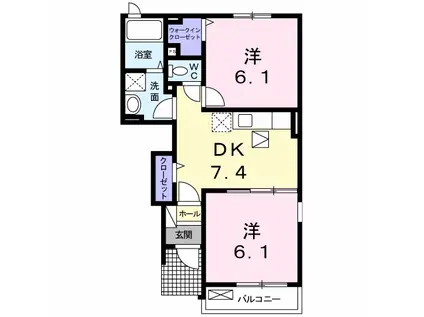 フレシール小倉東B(2DK/1階)の間取り写真