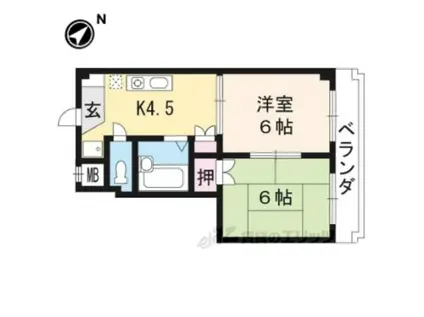 カサミエーヌ紫野(2K/2階)の間取り写真