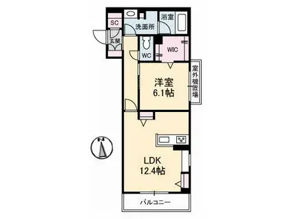 PROUD(1LDK/3階)の間取り写真