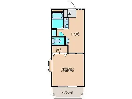 コーポ・サンリバーサイド(1K/2階)の間取り写真