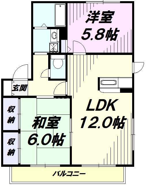 シェモワC(2LDK/1階)の間取り写真