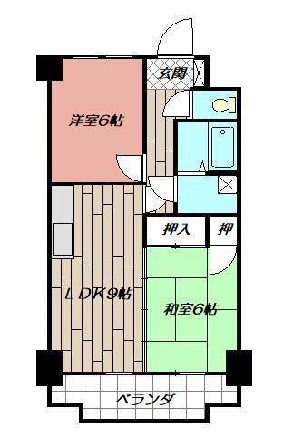 足立インターハイツ(2LDK/3階)の間取り写真